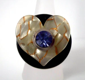 °° Fingerring - extravagant - Edelstahl - silber - glänzend - 19 mm - Herz °° - Picture 1 of 2