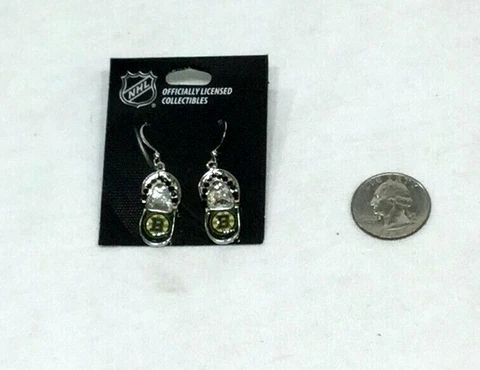 New NHL Boston Bruins Earrings Ladies Shoes / Sandals Pair J Hook Dangle FREESHP Cover