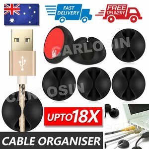 Cable Clips Management Holder Tidy Cord Wire Line Organizer Lead Adhesive Clamps - Picture 1 of 10