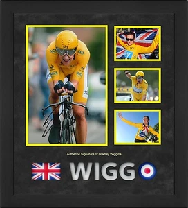FOTO ENMARCADA FIRMADA A MANO GANADORA DEL TOUR DE FRANCIA BRADLEY WIGGINS MUY RARA. - Imagen 1 de 1