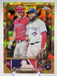 Mike Trout / Guerrero Jr 2023 Topps Chrome Sapphire /50 Gold Superstars Talk 396 - Picture 1 of 2