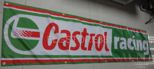 Castrol Racing Banner Flag 2x8Ft Auto Part Oil Green Banner Garage Wall Decor 