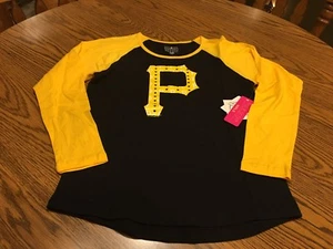 Pittsburgh Pirates MLB Girls Youth 5th & Ocean Black Logo Shirt Medium 10/12,NWT - Picture 1 of 4
