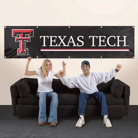 TEXAS TECH RED RAIDERS BANNER  8' X 2' FOOT HEAVYWEIGHT SIGN UNIVERSITY MANCAVE Cover