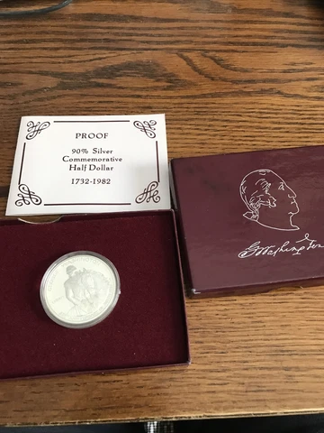 1982 S GEORGE WASHINGTON 250th Anniversary 90% Silver Half Dollar PROOF  COA Cover