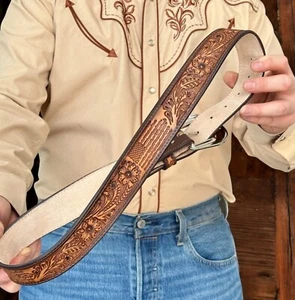 Handmade Genuine Men's Western Belt Full Grain Leather Without Buckle 1.5" Wide - Picture 1 of 10