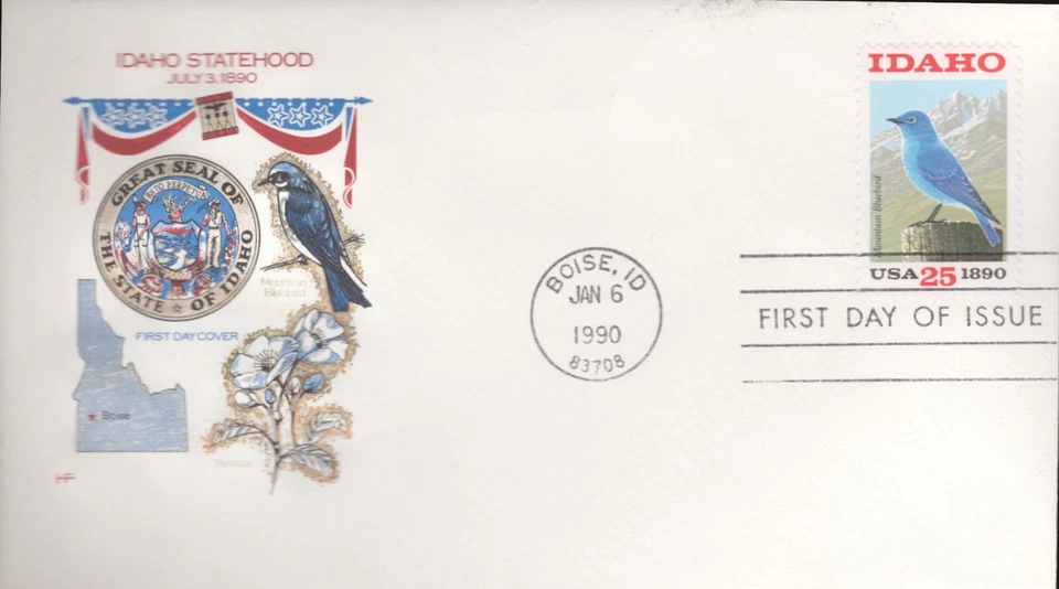 1990 FDC - Scott# 2439 - Idaho Statehood - Farnam Cachet - Image 1 of 1