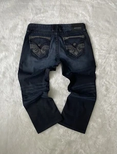 Men’s Affliction Embroidered Cross Denim Jeans Dark Wash 36 Bootcut - Bild 1 von 8