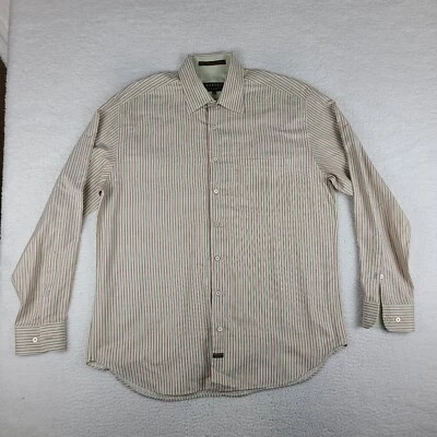 Camisa de Vestir Robert Talbott Para Hombre XL Marrón Rosa Rayas Algodón Abotonada GC Foto 1 de 4