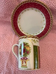 Royal Albert Old Country Roses Seasons of Colour Mug & 6.5" Plate Striped EUC - Picture 1 of 7