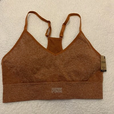 Sutiã esportivo ativo rosa Victoria’s Secret sem costura laranja tamanho M novo com etiquetas - Imagem 1 de 4