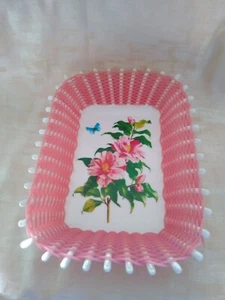 Plato Floral Plástico Tejido Cesta Floral Blanco y Rosa Norleans Hecho en Grecia - Imagen 1 de 9