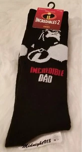 1 PAIR DISNEY PIXAR INCREDIBLES 2 "INCREDIBLE DAD" MEN'S CREW SOCKS SZ 10-13 - Picture 1 of 1