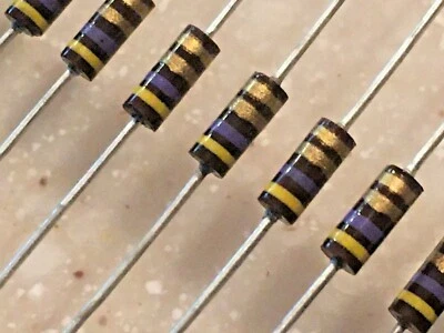 50 pieces  4.7ohm 1/4w Carbon Comp Composition Resistors  - Image 1 of 4