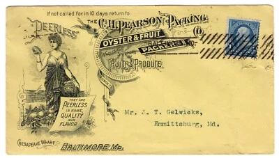 Baltimore MD - C.H. Pearson Packing Peerless Oyster Advertising Cover - Image 1 of 2