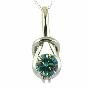 5 Carat Blue Diamond Solitaire Pendant in White Gold Finish Natural Diamond - Picture 1 of 2
