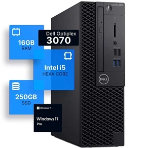 Dell Optiplex Desktop Computer Intel Hexa Core i5 16GB RAM 250GB SSD Windows Pro - Picture 1 of 7