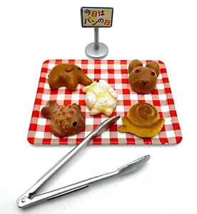Re-Ment Bäckerei Hase Schnecke Elefant Fisch Pinguin Brot Tablett 1:6 Miniatur - Bild 1 von 11
