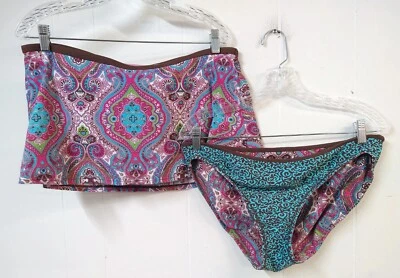 Pantalones de traje de baño reversibles de bikini y falda rosa Athleta WM L 2 Foto 1 de 4