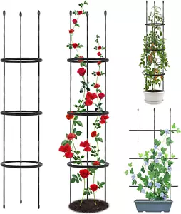 2 Pack Garden Trellis Tomato Cages, 2 in 1 Plant Trellis for Climbing Plants Ind - Picture 1 of 7
