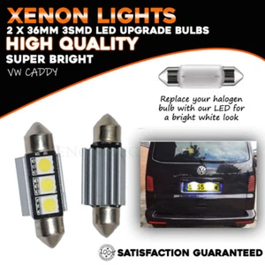 VW CADDY XENON WHITE NUMBER PLATE UPGRADE LED BULBS 36MM 3SMD NO CANBUS ERROR - Picture 1 of 2
