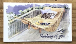 Gato durmiendo en hamaca pensando en ti tarjeta perezoso día de verano diario basura - Imagen 1 de 4