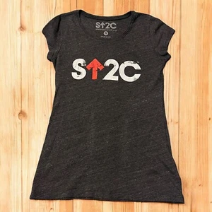 Stand Up 2 Cancer Short Sleeve Shirt Womens Size S Black Heathered Logo Print - Picture 1 of 7