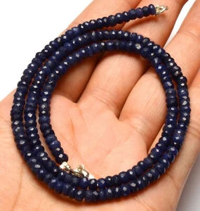 Collar de 19" con cuentas facetadas en forma de rondelle de piedras preciosas de zafiro natural de 4,5 mm - Imagen 1 de 10