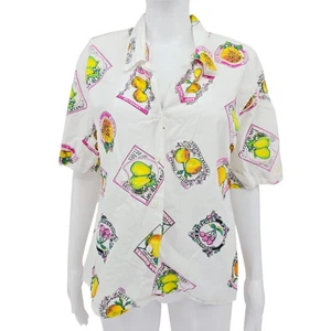 Vintage Fruits Women's Button Up Shirt White M - Picture 1 of 6