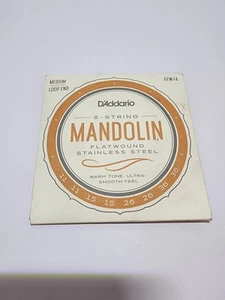 D'Addario EFW74 Flat Wound Phosphor Bronze Loop Mandolin Strings 8 strings 11-39 - Picture 1 of 2