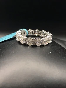 925 Sterling Silver 4.57CT Moissanite Eternity Ring Size 8 - Picture 1 of 13