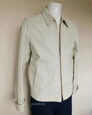 DUNHILL CALFSKIN LEATHER JACKET IN ECRUE SIZE M RRP £1150 NWT - image 1 of 4