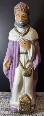 VINTAGE 21” TALL POLORON LIGHTED WISEMAN BLOW MOLD CHRISTMAS NATIVITY SCENE WORK - Image 1 of 4