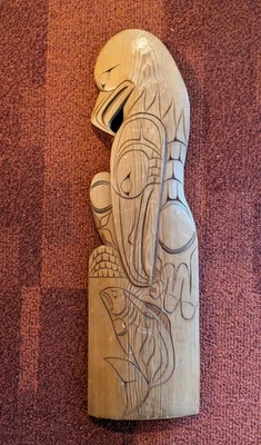 复古手工雕刻雪松基底救济鹰牌匾,Squamish Nation,未签名  — 第 1/2 张图片