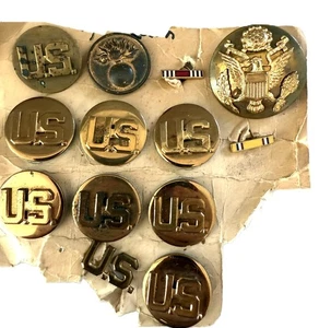 Vintage US Military Army Collar Discs, Pins, Bars Hat Badge Lot Of 13 - Picture 1 of 12