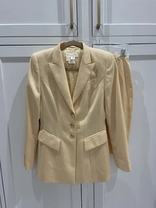 Vintage ESCADA Margaret Levy 2 Piece Suit Blazer Skirt Yellow & Gold Sz 36 Wool - Imagen 1 de 16