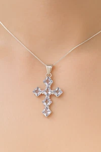 LINKS OF LONDON 925 STERLING SILVER w/ WHITE TOPAZ LOVE KNOT PENDANT NECKLACE - Picture 1 of 4