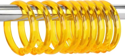 Ganchos para cortina de ducha - 12 piezas cortina de ducha circular de plástico amarillo dorado Foto 1 de 4