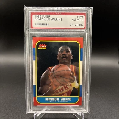 1986 Fleer #121 Dominique Wilkins Rookie Card PSA 8 NM-Mint Atlanta Hawks - Image 1 of 2