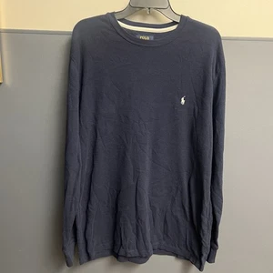 Polo Ralph Lauren Waffle Knit Men’s Size XLarge Navy Blue Pullover Thermal - Picture 1 of 5