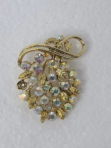 Vintage Usner Rhinestone Bouquet Brooch 1.5 Inch - Picture 1 of 3