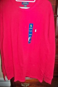 Mens Polo Ralph Lauren Sleepwear Red Cotton Waffle Knit Sleep Shirt sz XL NEW - Picture 1 of 4