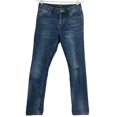 Dear John Women's Distressed Slim Leg Mid Rise Stretch Blue Denim Jeans Size 25 - Image 1 of 4