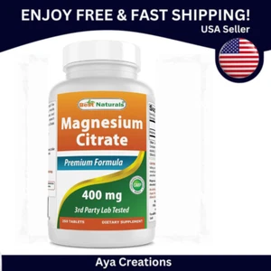Best Naturals Magnesium Citrate 400mg Dietary Supplement - 250 Tablets - Picture 1 of 18