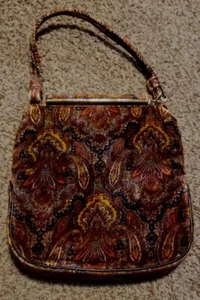 VIbrant Vintage La France Tapestry Purse with Snap Closure and Short Handle 13x8 - Picture 1 of 9