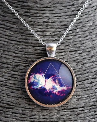 Collana Donna Argento Triangolo Viola Nuova Bijoux Accessori Cristallo - Immagine 1 di 2