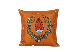 Turkish Suzani Silk Embroidery Pillow from Vintage Suzani Textile - Picture 1 of 4