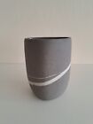 Grey & White Pottery Vase Small Textured Striped 3 Sided Decorative 11x7.5cm