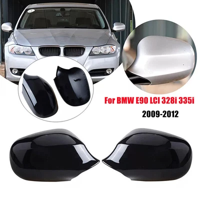 Rearview Side Mirror Cover Cap Gloss Black For 2009-2012 BMW E90 LCI 328i 335i - Изображение 1 из 4