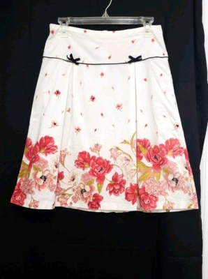 VINTAGE Y2K Womens Speechless THIN 100% COTTON Skirt 7 Medium White Pink Floral - Image 1 of 4